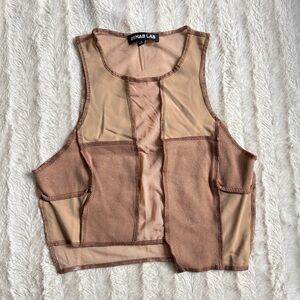 Rehab Lab Asymmetrical Patchwork Tank Top w/ See Through Mesh Size Small